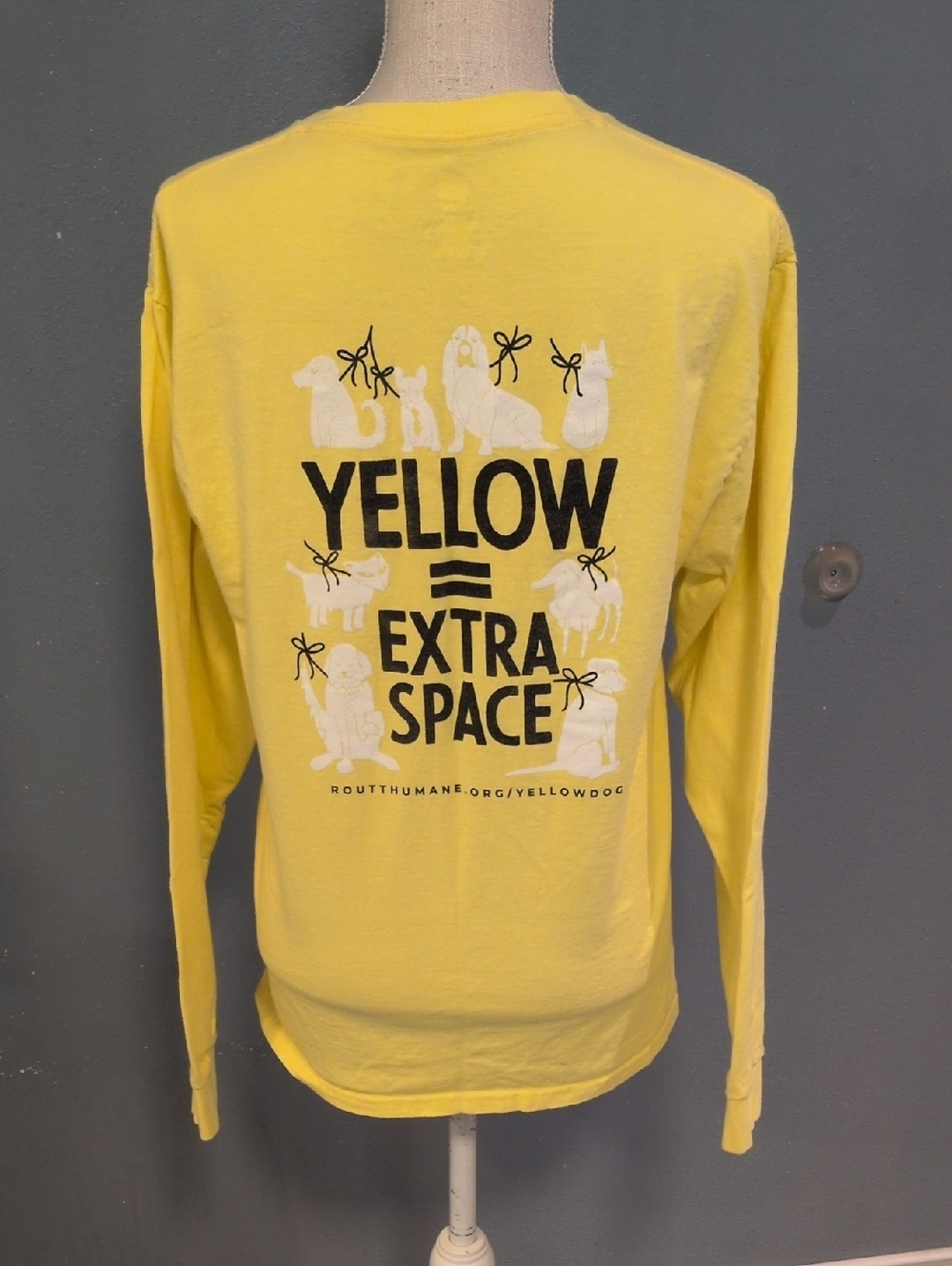 Humane Society Dog Lover Yellow Equals Extra Space 100% Cotton Long Sleeve Shirt